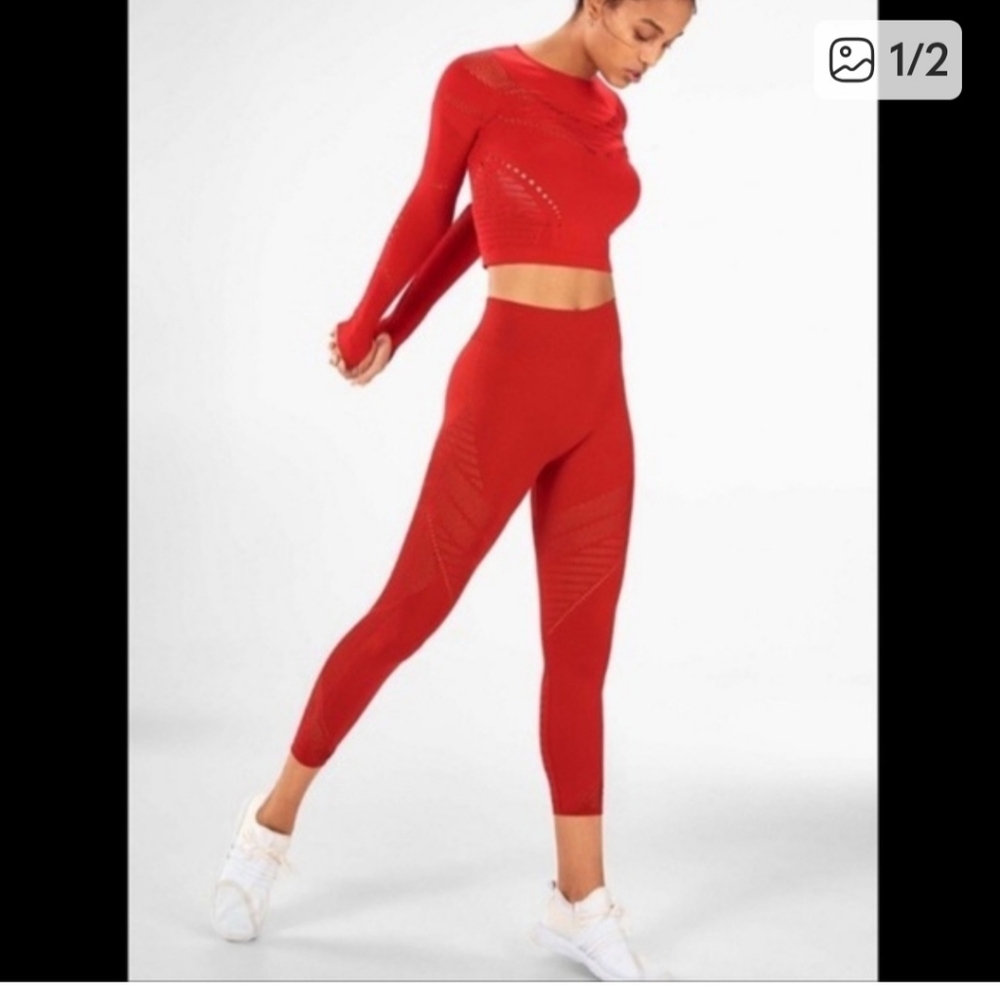 Fabletics 2 Piece Red Workout Set M